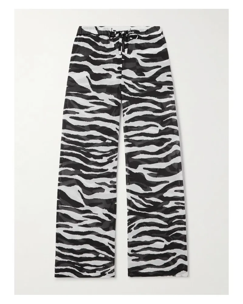 ATTICO Hose Mit Weitem Bein Aus Baumwoll-voile Mit Zebraprint - Animal-Print Animal-print