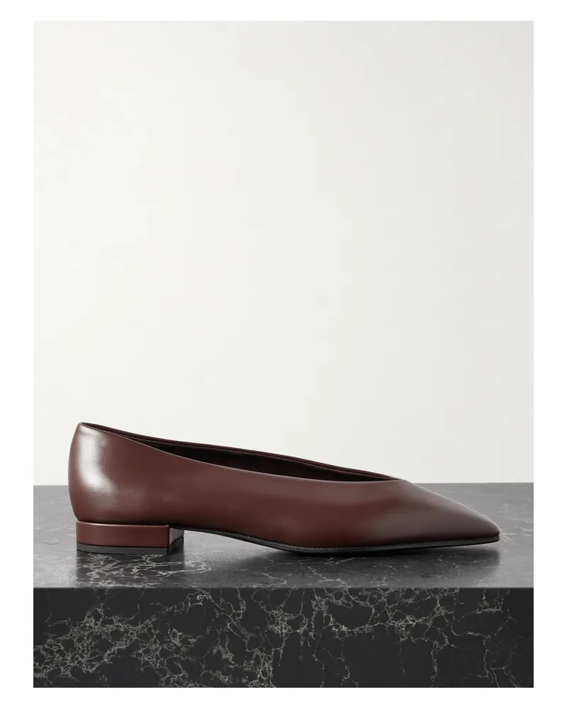 Loro Piana Rebecca Flache Schuhe Mit Spitzer Kappe Aus Leder - Burgunder Burgunder