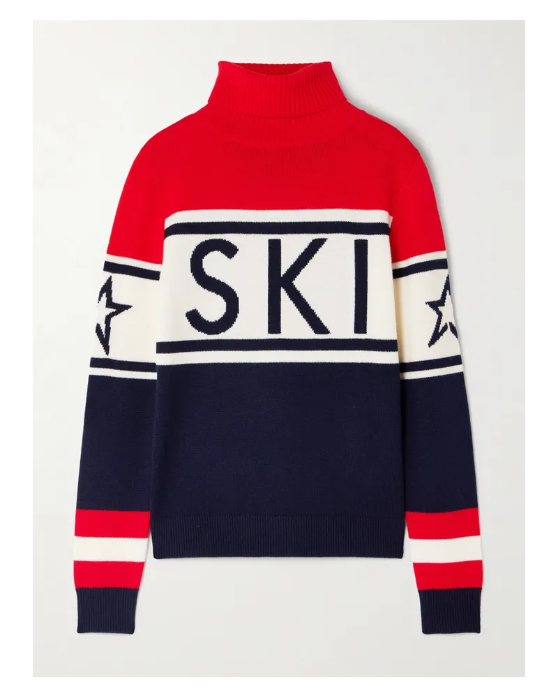 Perfect Moment Schild Rollkragenpullover Aus Merinowolle Mit Intarsienmotiv - Rot Rot