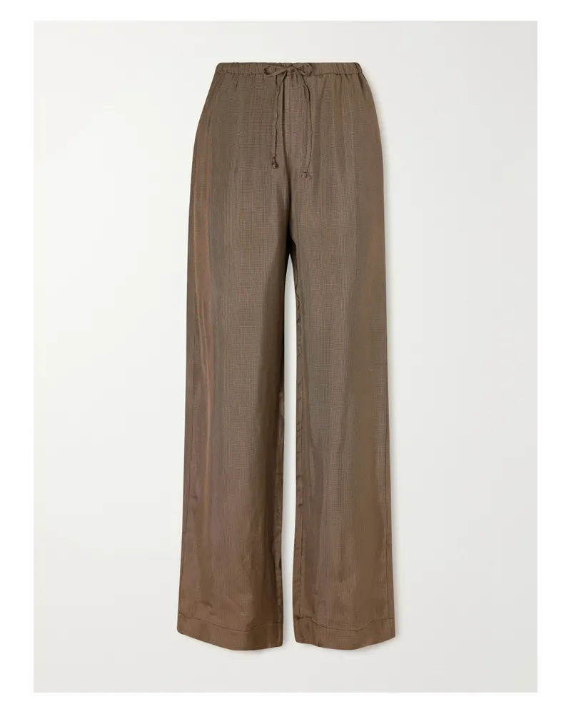 Róhe Houndstooth Jersey Wide-leg Pants - Brown Brown