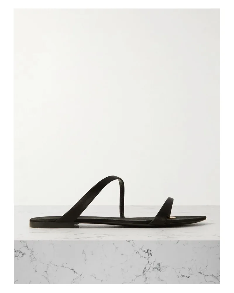Saint Laurent Tanger Zehensandalen Aus Satin - Schwarz Schwarz