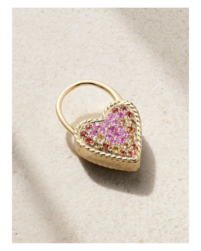 Yvonne Léon Créole Cadenas Coeur Einzelner Ohrring Aus 9 Karat Gold Mit Saphiren - Mehrfarbig Mehrfarbig