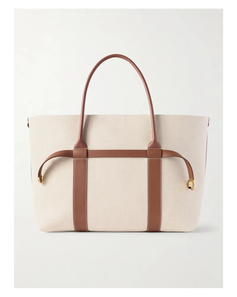 Loro Piana Ghiera Large Leather-trimmed Canvas Tote - Ecru Ecru