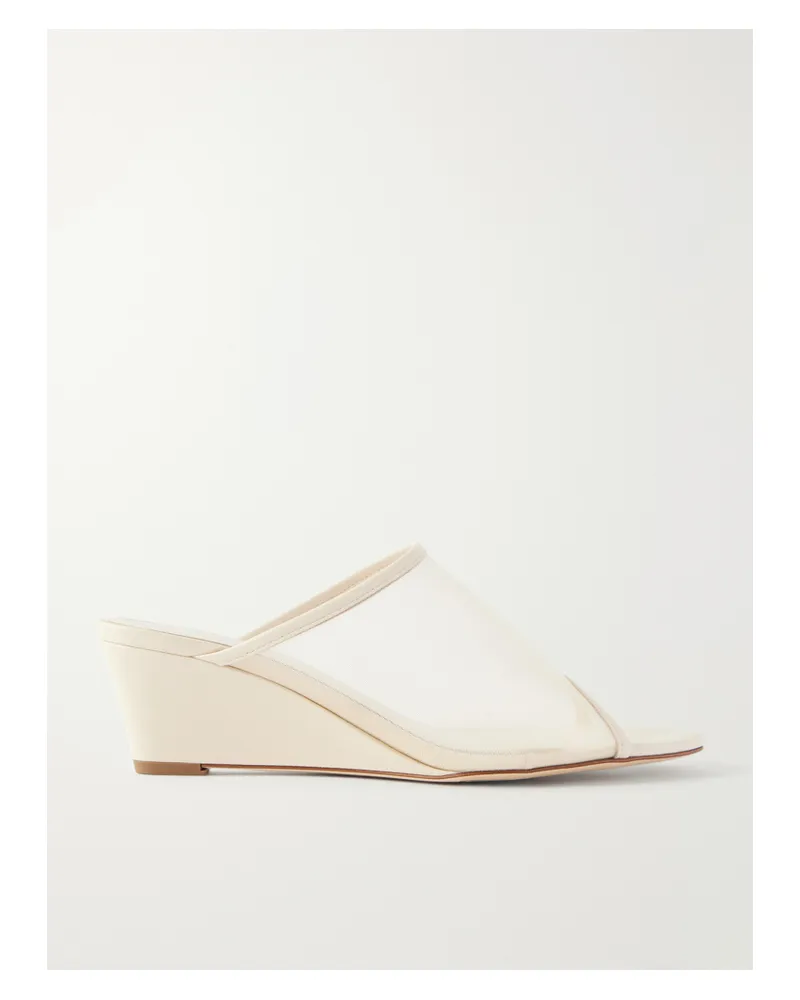 aeyde Suzanne Leather-trimmed Mesh Sandals - Neutrals Neutrals