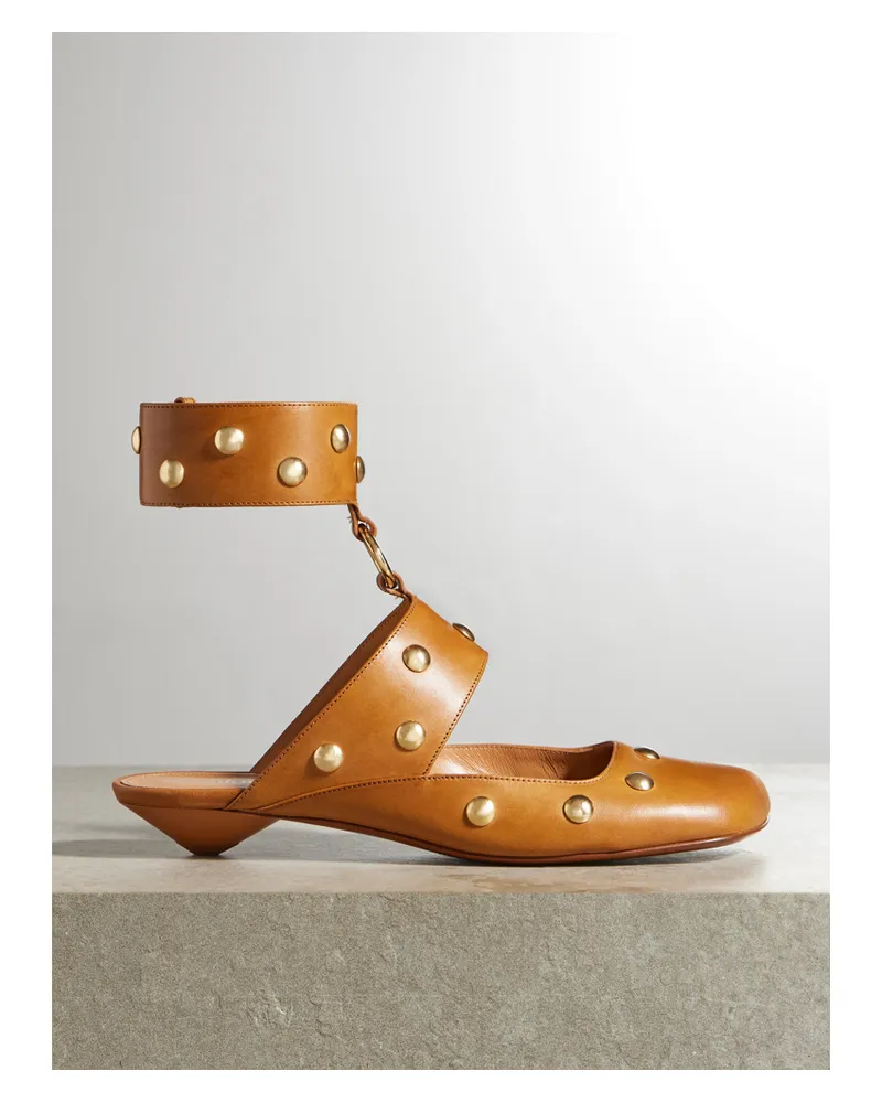 Chloé Jade Riemchenpumps Aus Leder Mit Nieten - Braun Braun