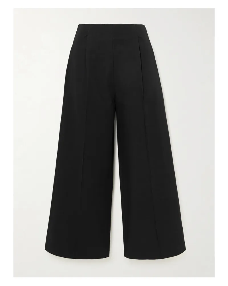 DESTREE Martha Linear Cotton-faille Wide-leg Pants - Black Black
