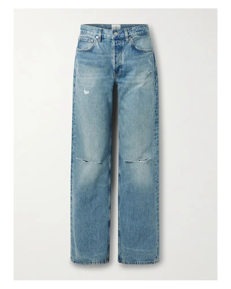 Anine Bing Hugh Hoch Sitzende Jeans Mit Weitem Bein In Distressed-optik - Blau Blau