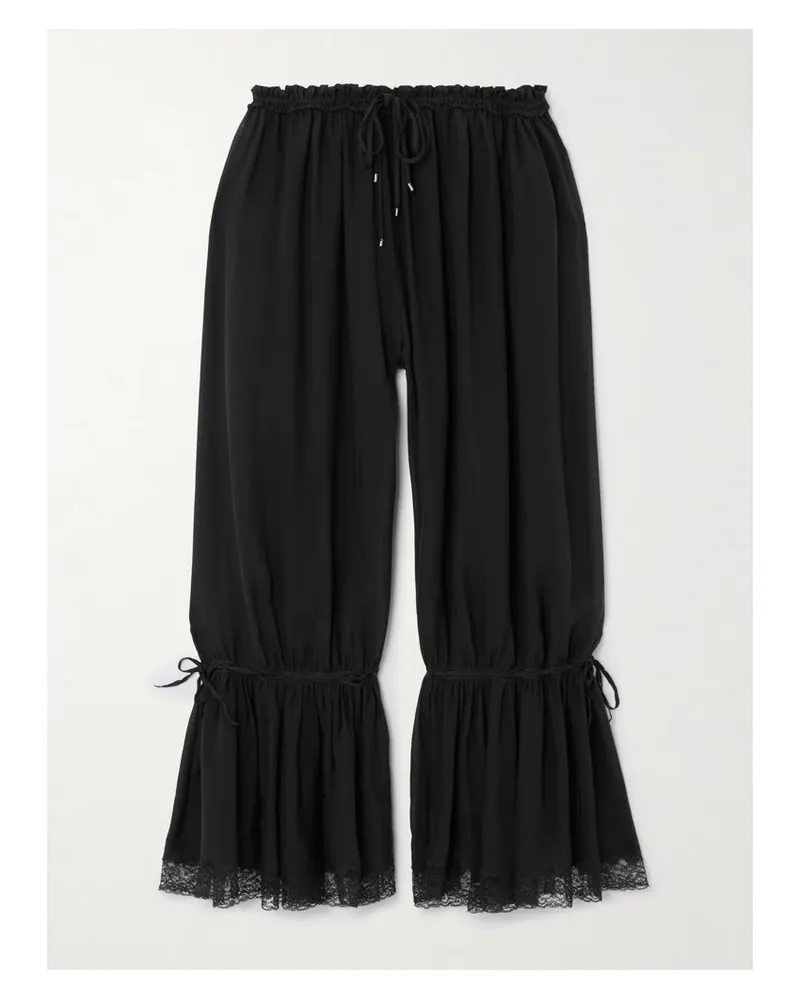 Chloé Seidenhose Mit Spitzenbesätzen - Schwarz Schwarz