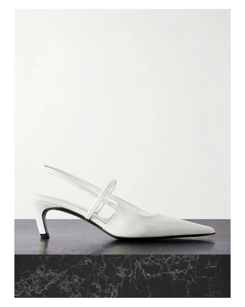 Totême The Sharp Slingback-pumps Aus Glanzleder Mit Cut-outs - Wollweiß Wollweiß