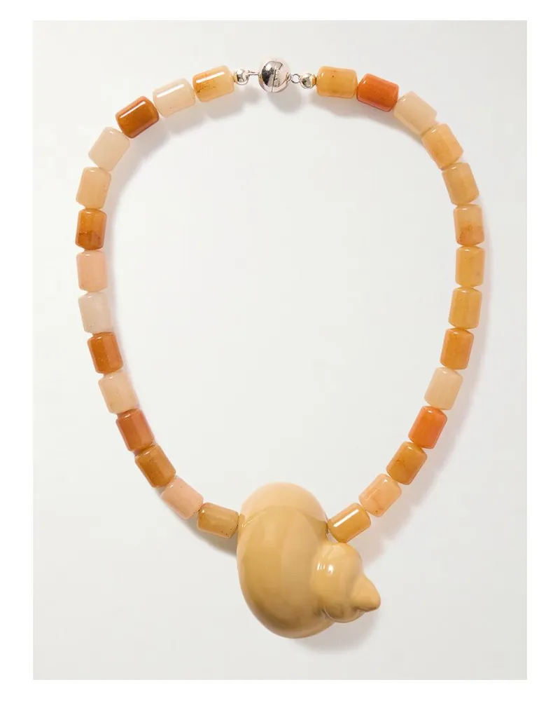 JULIETTA Mykonos Rhodinierte Kette Mit Emaille Und Jade - Gelb Gelb