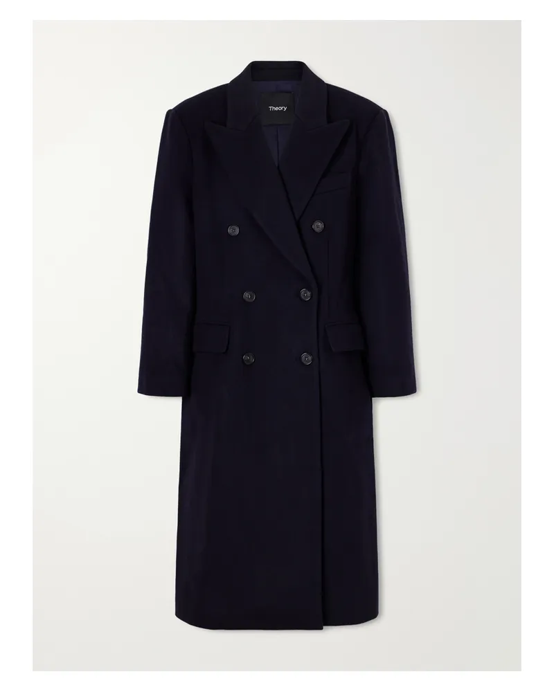 Theory Doppelreihiger Mantel Aus Einer Wollmischung - Blau Blau