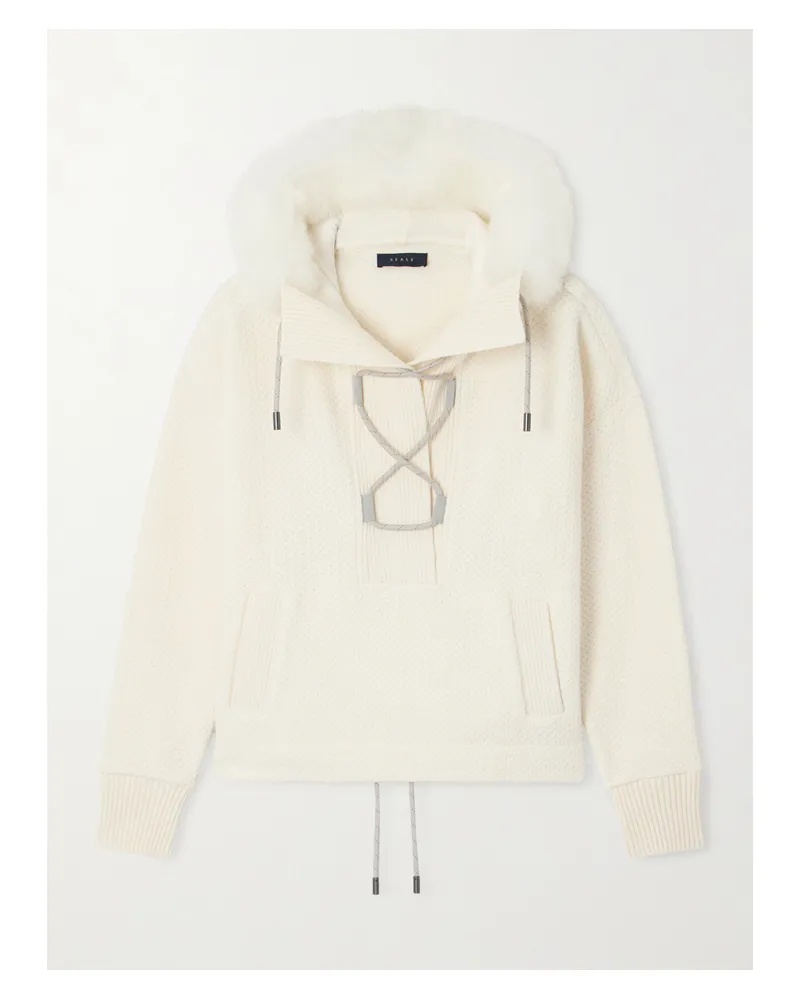 SEASE Hoodie Aus Wolle Mit Shearling-besätzen - Weiß Weiß