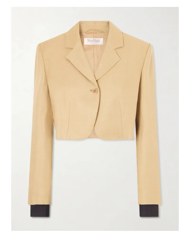 Max Mara Cropped Linen-twill Blazer - Neutrals Neutrals