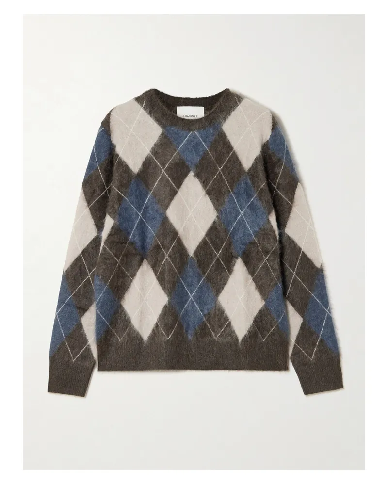Lisa Yang Margy Argyle Brushed-cashmere Sweater - Brown Brown