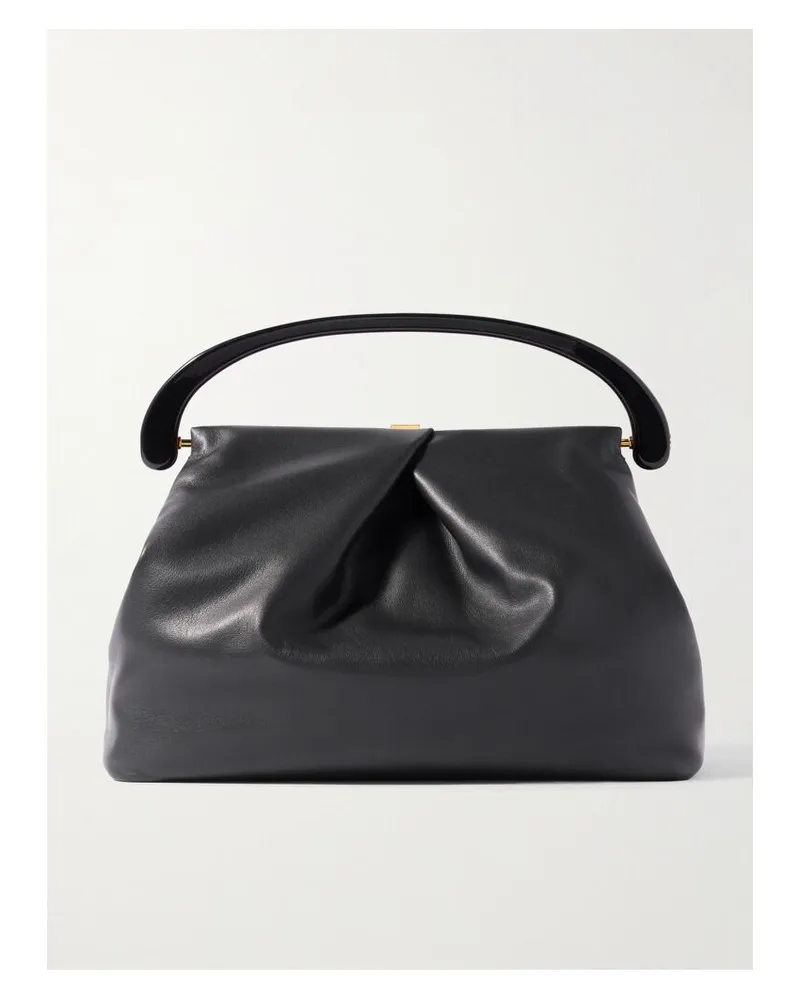 Dries van Noten Tote Aus Leder Mit Falten - Schwarz Schwarz