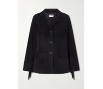 Teagan Fringed Suede Jacket - Black