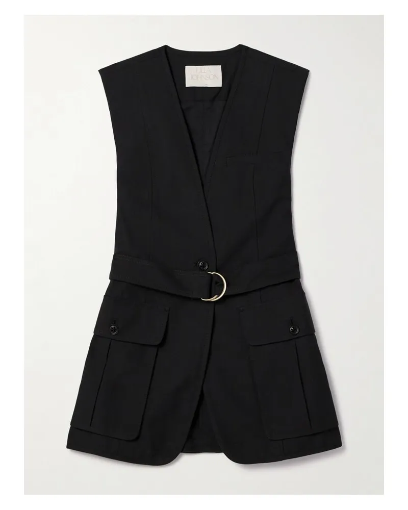 Ulla Johnson Twyla Weste Aus Twill Aus Einer Mischung Aus Baumwolle Und Tencel™ Lyocell Mit Gürtel - Schwarz Schwarz