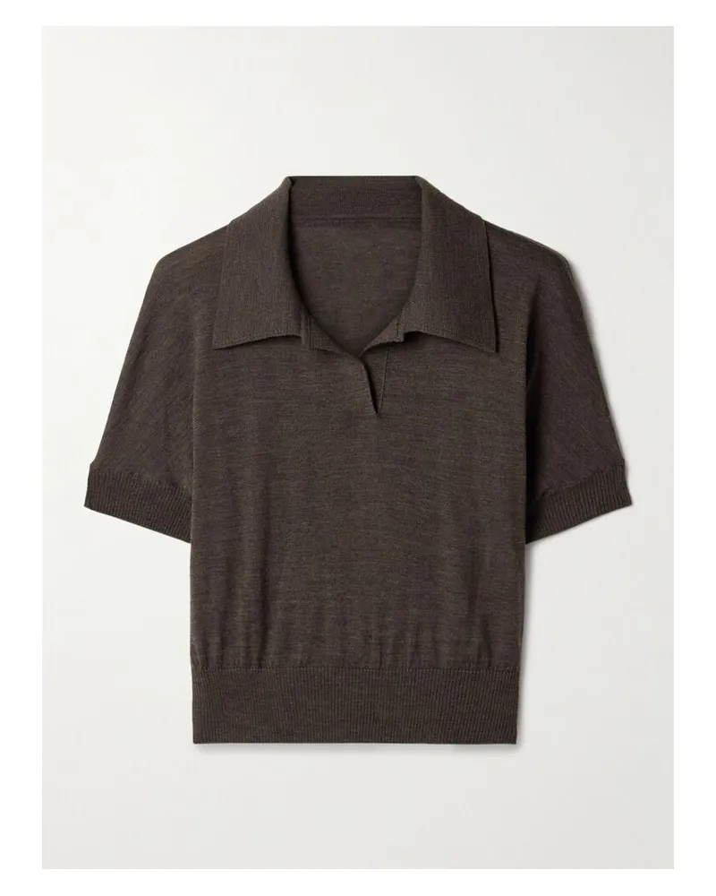 KHAITE Morgane Verkürztes Oberteil Aus Einer Wollmischung Mit Polokragen - Braun Braun