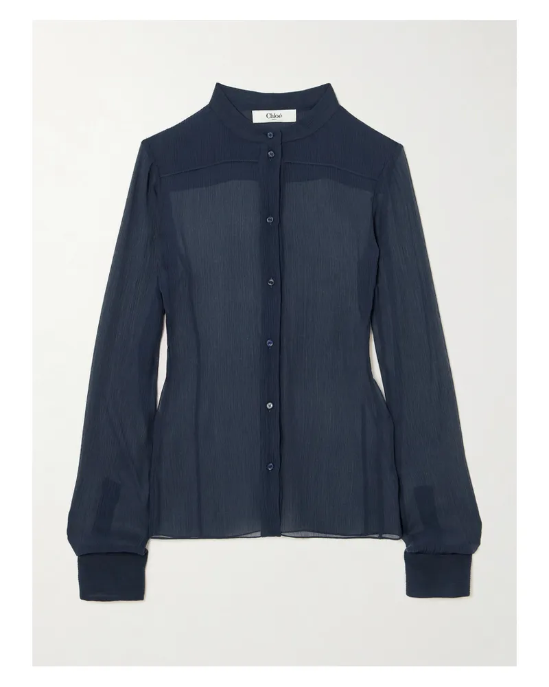 Chloé Bluse Aus Seidenkrepon - Blau Blau
