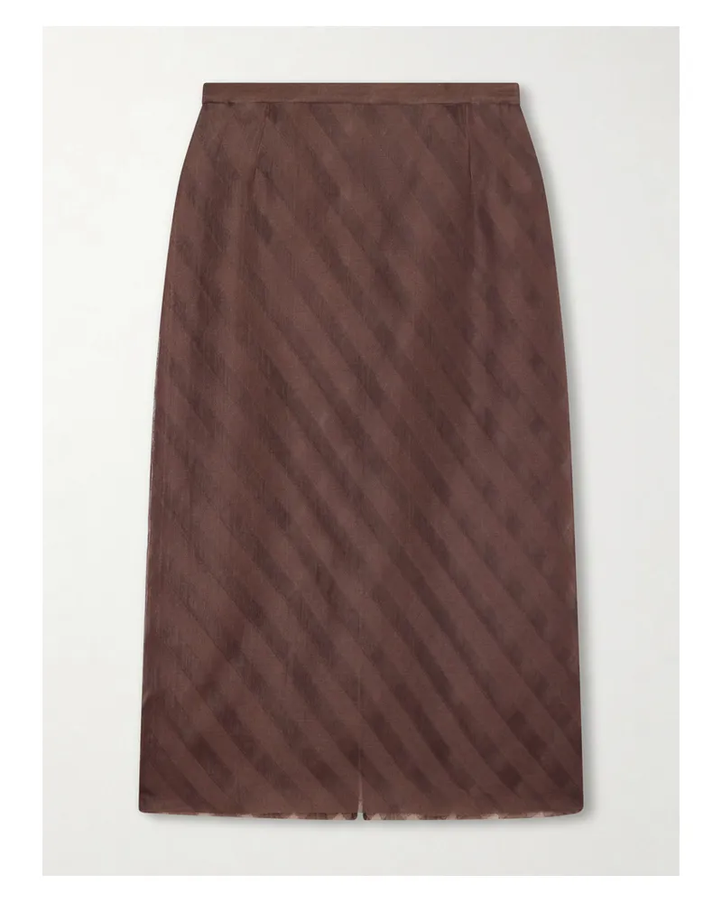 AURALEE Midirock Aus Einer Gestreiften Baumwollmischung Mit Jacquard-muster - Braun Braun