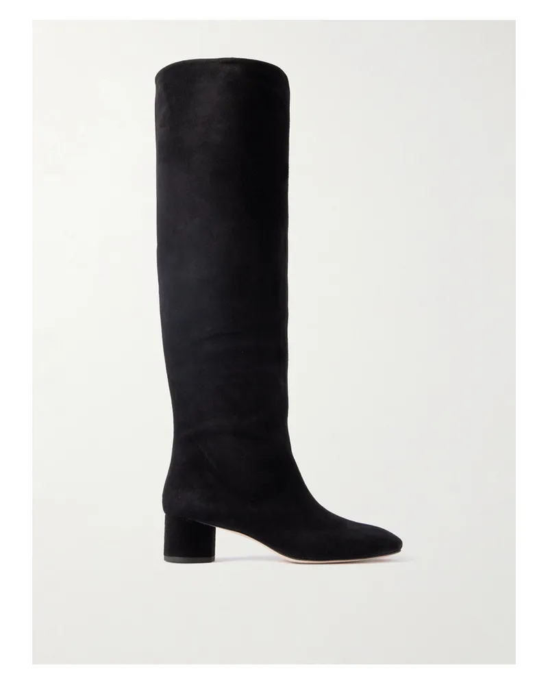 aeyde Willa Overknees Aus Veloursleder - Schwarz Schwarz