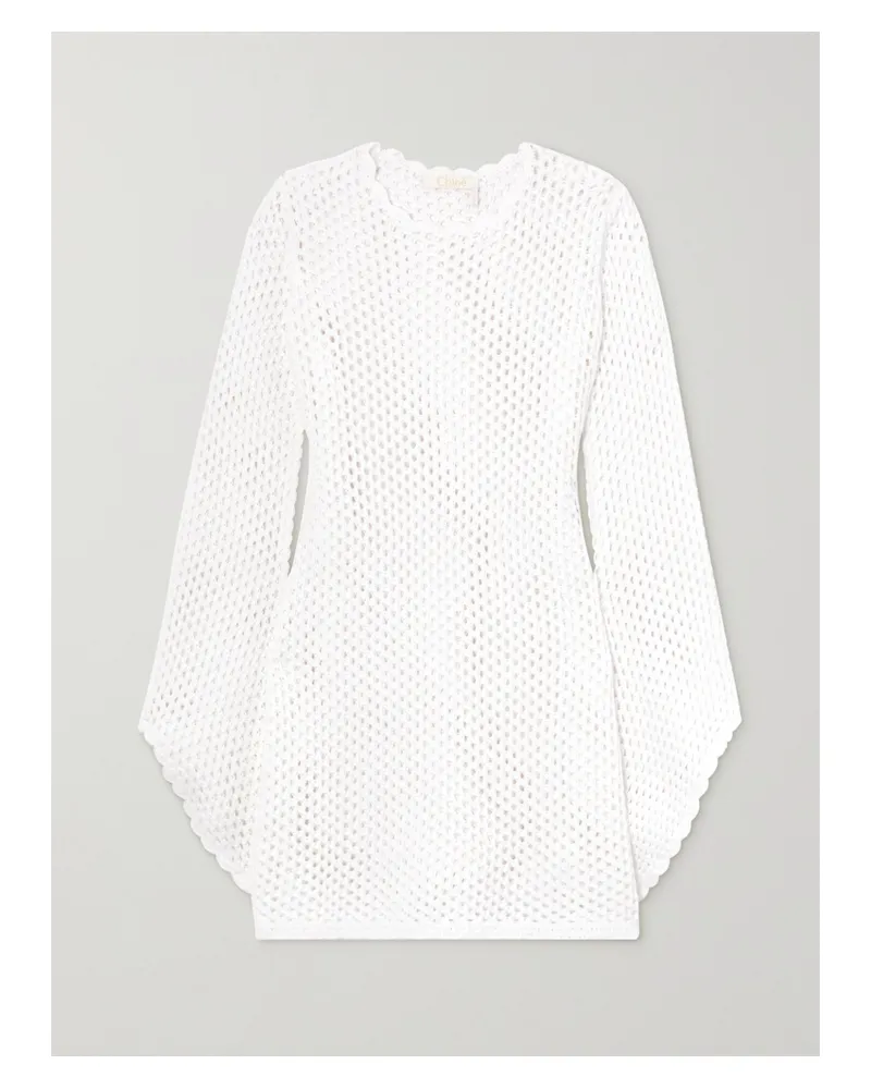 Chloé Minikleid Aus Gehäkelter Baumwolle - Weiß Weiß