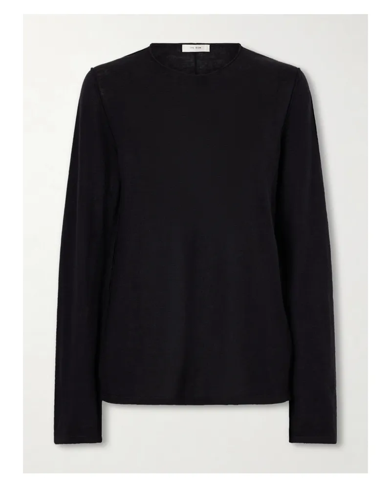 The Row Nile Cashmere, Silk And Linen Blend Sweater - Black Black
