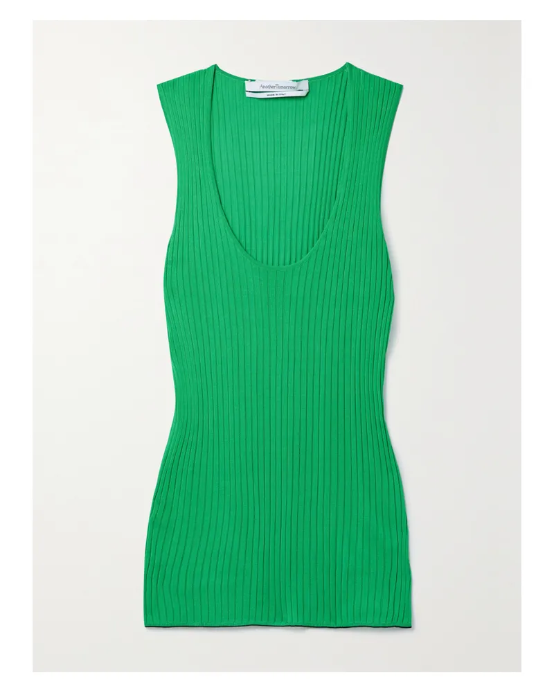 Another Tomorrow Tanktop Aus Rippstrick - Grün Grün