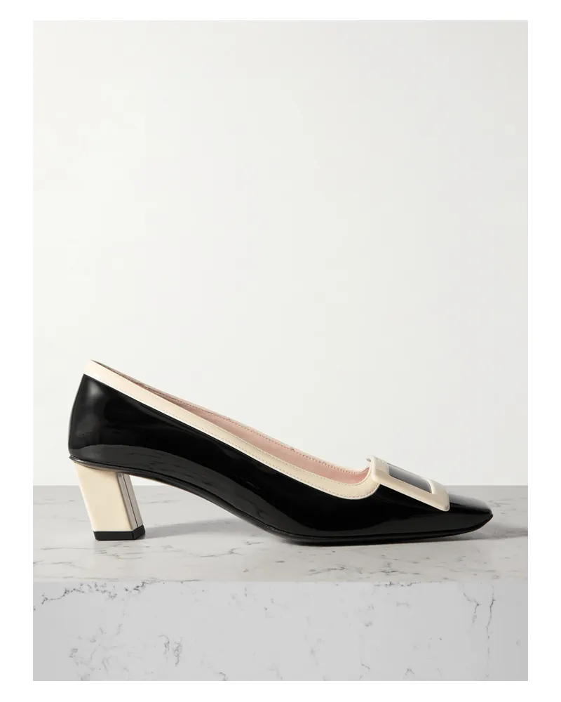 Roger Vivier Belle Vivier 45 Two-tone Patent-leather Pumps - Black Black