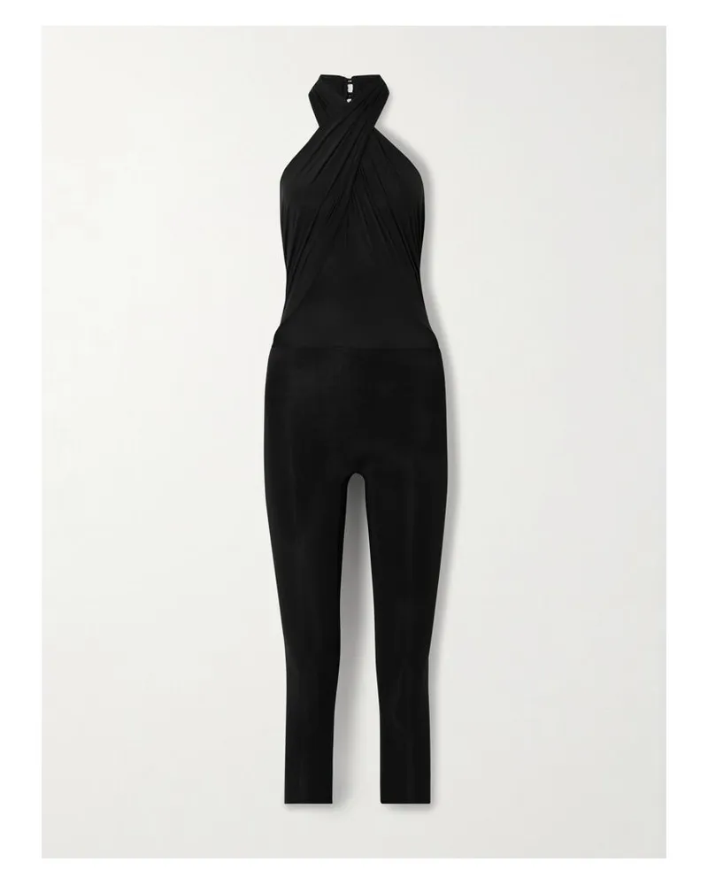Maygel Coronel Circe Neckholder-jumpsuit Aus Stretch-jersey - Schwarz Schwarz