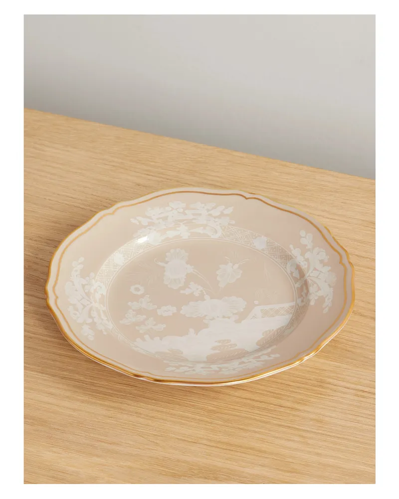 Ginori 1735 Teller Aus Porzellan Mit Vergoldeten Details - Creme Creme
