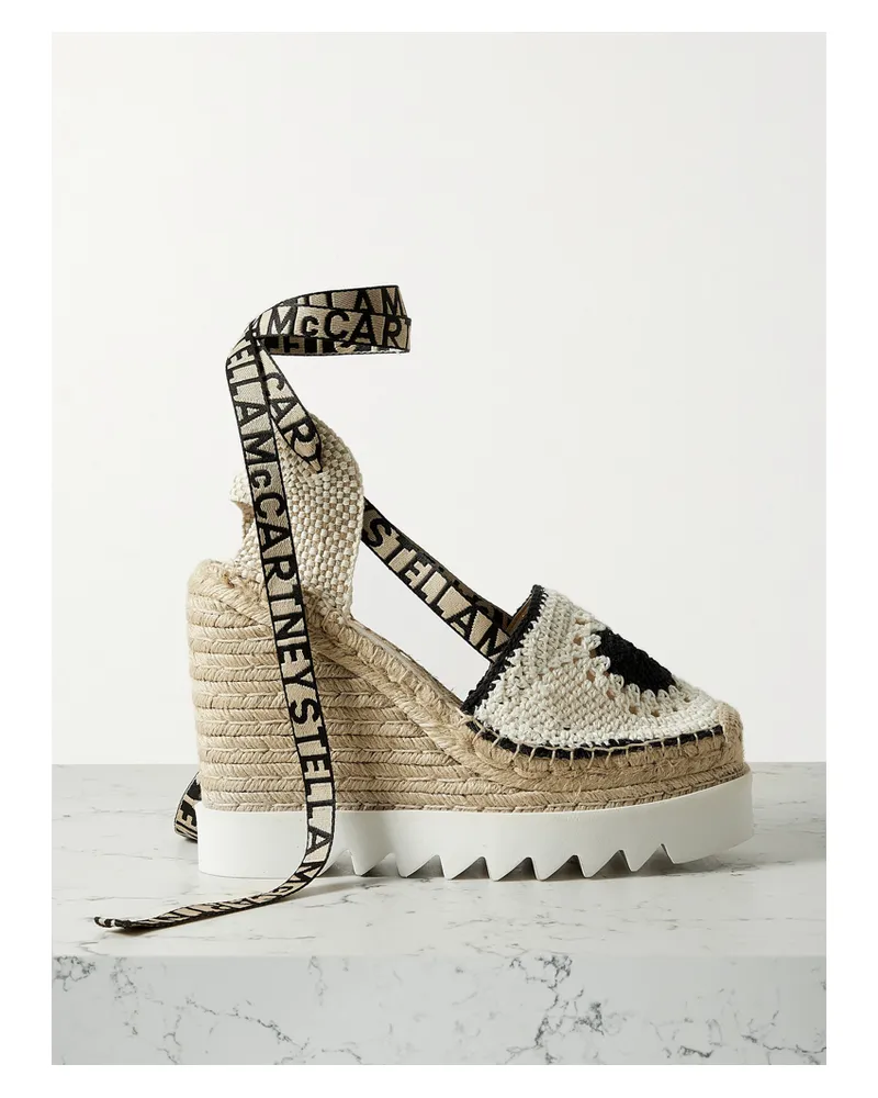 Stella McCartney Net Sustain Gaia Espadrille-wedges Aus Häkelmaterial Mit Plateau - Wollweiß Wollweiß
