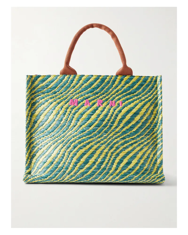 Marni Basket Small Jacquard Tote - Green Green