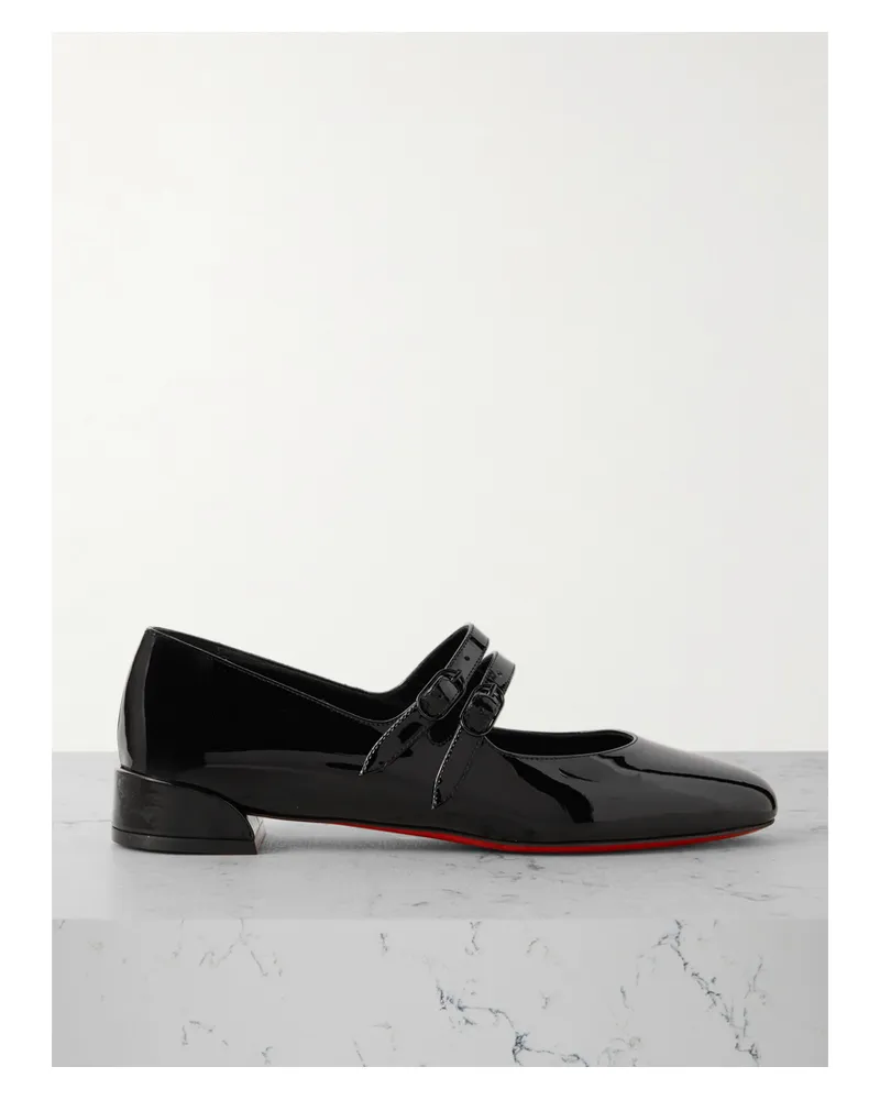 Christian Louboutin Sweet Jane Patent-leather Flats - Black Black