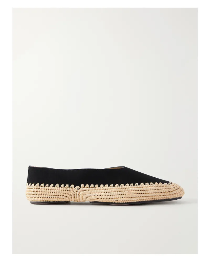 Gabriela Hearst Suede And Raffia Ballet Flats - Black Black