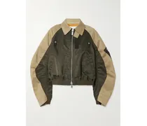 Oversized Cotton-canvas And Shell Bomber Jacket - Green