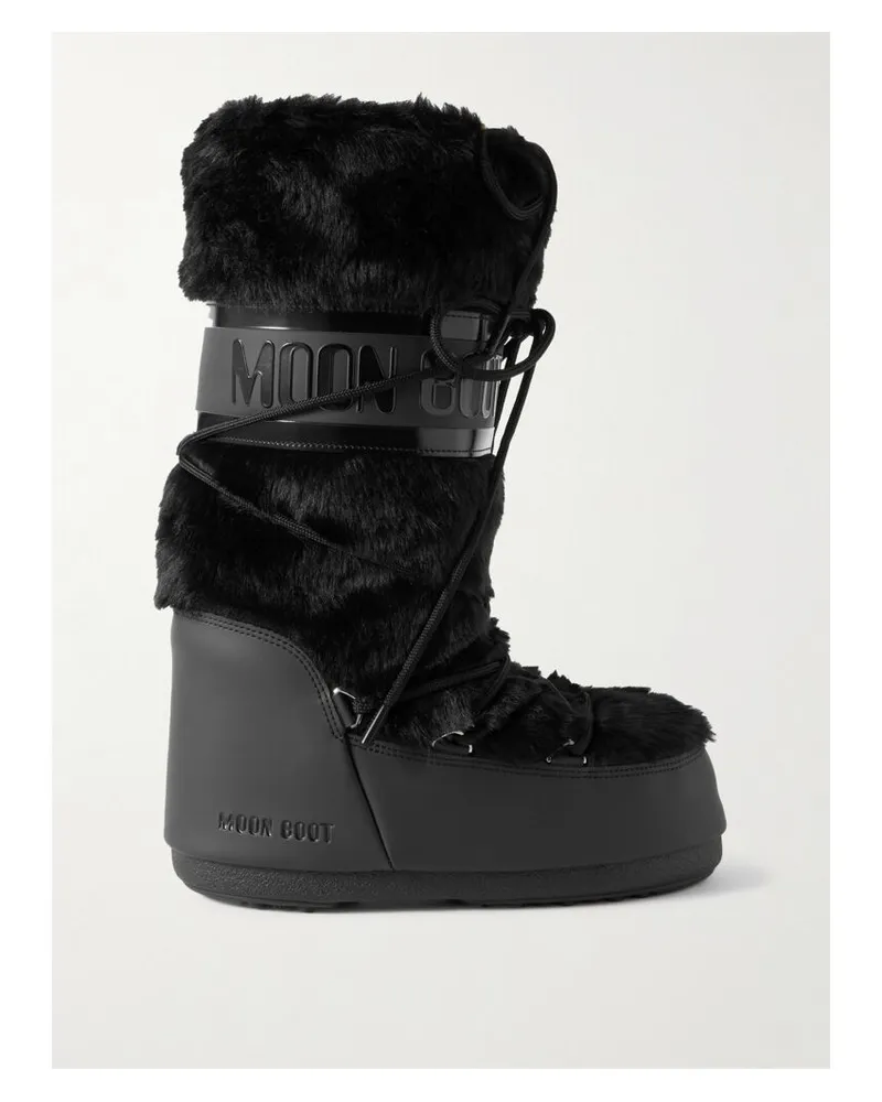 Moon Boot Icon Schneestiefel Aus Kunstleder Und Faux Fur - Schwarz Schwarz