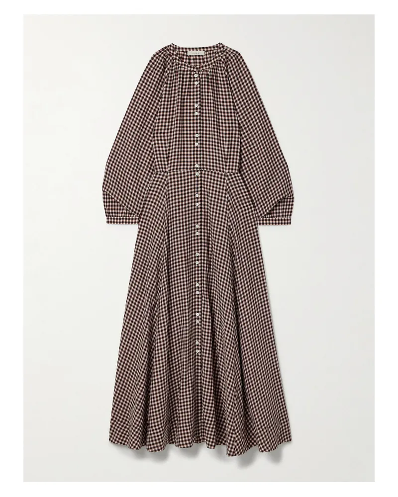 DÔEN Madelaine Checked Organic Cotton-voile Midi Dress - Multi Multi