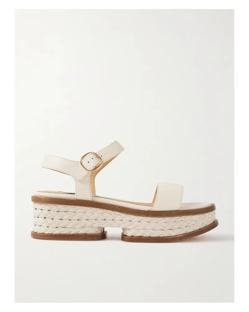 Gabriela Hearst Michael Sandalen Aus Leder Mit Raffiabastbesatz - Creme Creme