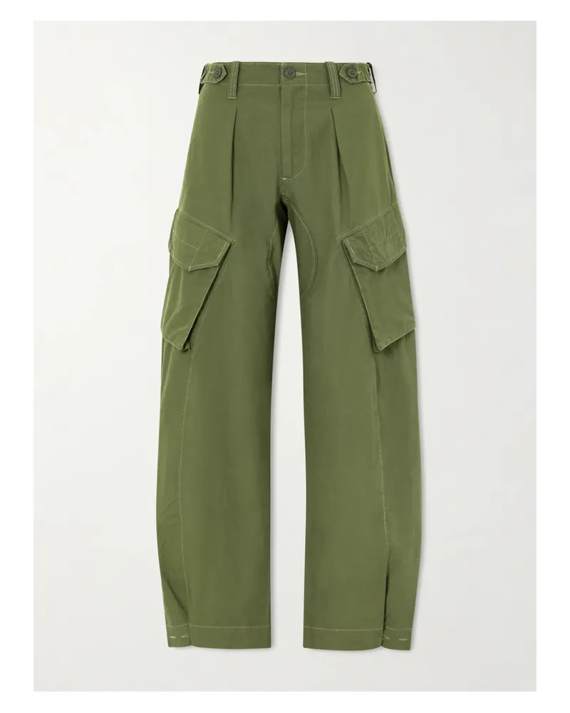 R13 Cotton Barrel-leg Cargo Pants - Green Green