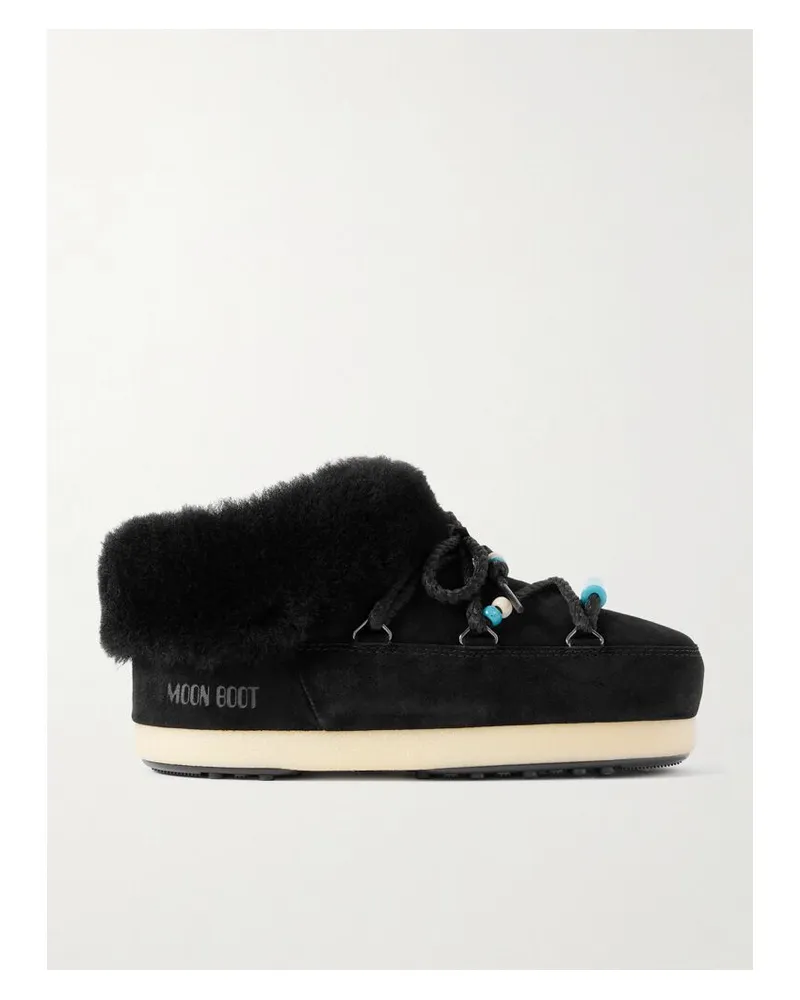 Moon Boot Evx Mules Aus Shearling Mit Zierperlen - Schwarz Schwarz