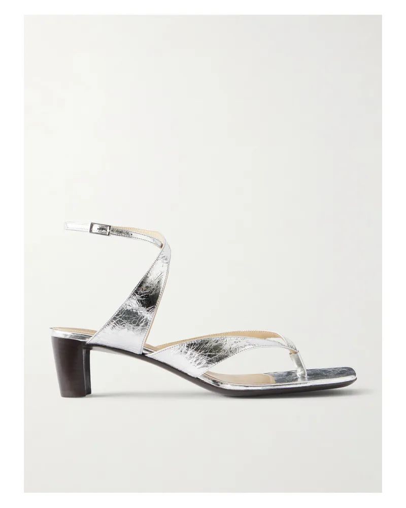 Christophe Lemaire Tong 50 Metallic-leather Sandals - Silver Silver