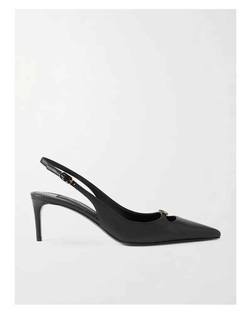 Dolce & Gabbana Slingback-pumps Aus Leder Mit Verzierungen - Schwarz Schwarz