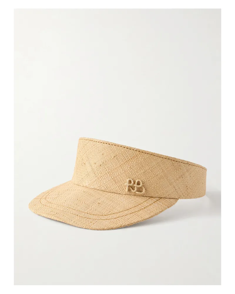 RUSLAN BAGINSKIY Embroidered Straw Visor - Neutrals Neutrals