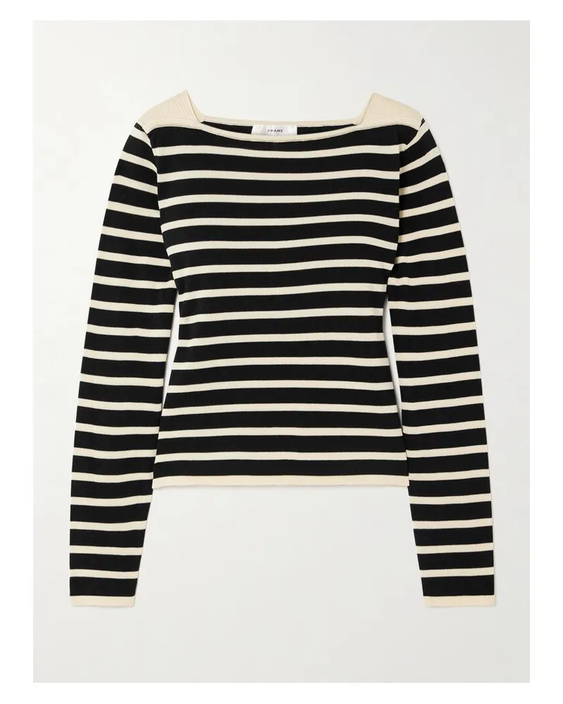 Frame Denim Pullover Aus Gestreifter Baumwolle - Schwarz Schwarz