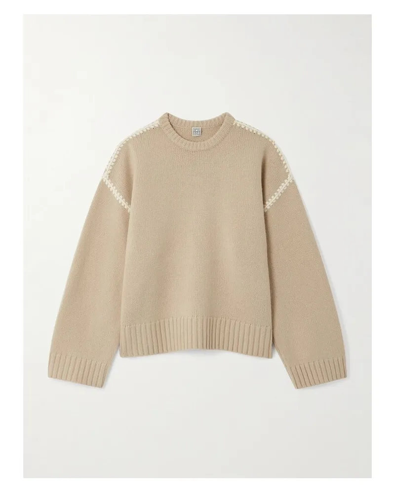 Totême Oversized-pullover Aus Einer Woll-kaschmirmischung Mit Stickereien - Neutral Neutral