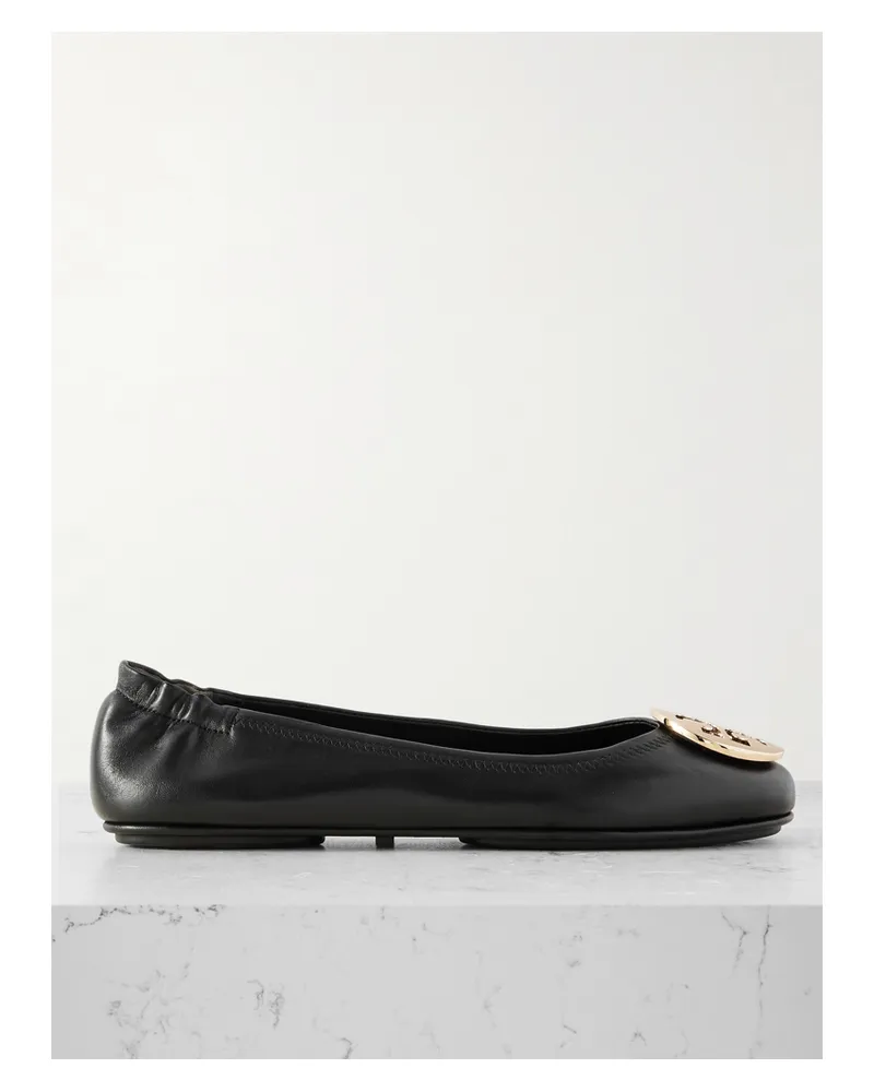 Tory Burch Minnie Travel Ballerinas Aus Leder Mit Logodetail - Schwarz Schwarz