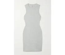 Ribbed Stretch-cotton Jersey Mini Dress – Light Heather Grey – Geripptes Minikleid aus Stretch-baumwoll-jersey