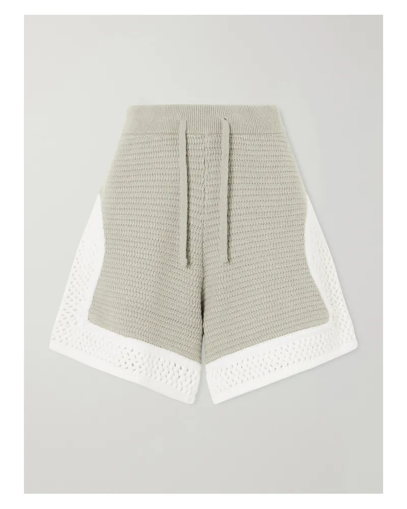 Aimé Leon Dore Crocheted Straight-leg Cotton Shorts - Gray Gray