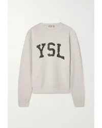 Saint Laurent Sweatshirt aus Baumwoll-jersey mit Print Wollweiß